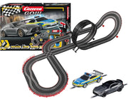 Carrera GO!!! Chase 'n Race Track Set with colorful racing cars and track pieces for kids' toy racing fun.