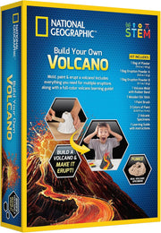 Playzokids National Geographic Build Your Own Volcano science kit with plastic volcano model and educational materials.