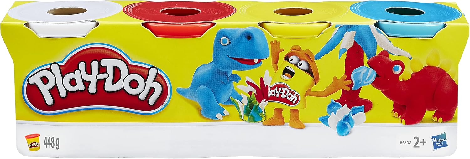 Play-Doh 4-pack of classic colors toys from Hasbro, featuring colorful modeling clay containers for creative play