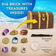 Playzokids National Geographic Pirate Treasure Dig Kit with excavation tools and buried treasure replica for kids' adventure play.