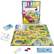 Hasbro The Game of Life Rivals Edition toy box with colorful game pieces and vibrant artwork for family fun.
