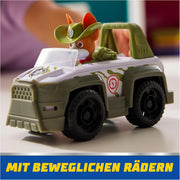 Spin Master PAW Patrol Jungle Jeep toy with Tracker figure, featuring vibrant jungle-themed vehicle and character for kids' play.