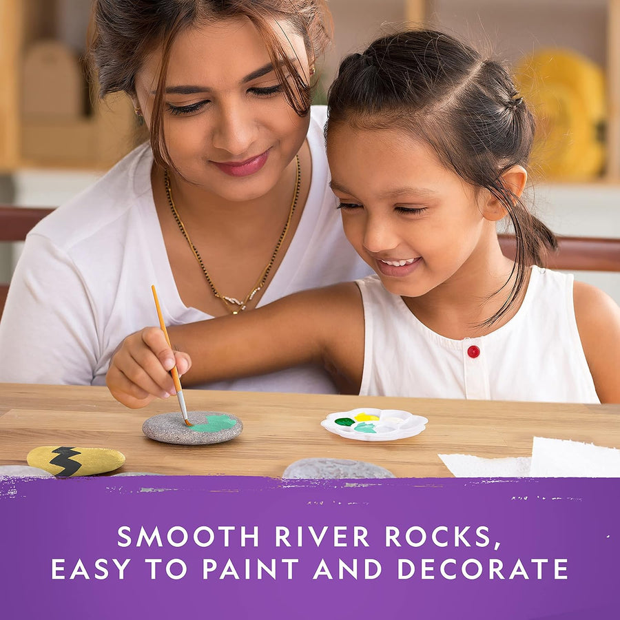 Small multicolored river rock craft kit by Playzokids featuring various natural stone shapes for creative projects.