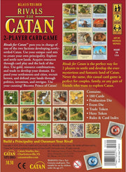 Two players engaged in the Playzokids CATAN UNBOX Now Rivals for Catan board game, suitable for ages 10 and up, with game pieces visible.