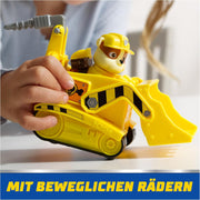 Paw Patrol Rubble Bulldozer toy with Rubble figure from Spin Master, featuring detailed vehicle and character for kids' playtime