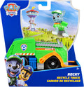 Spin Master PAW Patrol Recycling Truck toy with Rocky figure, featuring colorful recycling truck and Rocky character from the series.