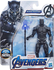 Black Panther Marvel Avengers 6-inch toy figure by Hasbro, detailed action figure with costume and poseable features.
