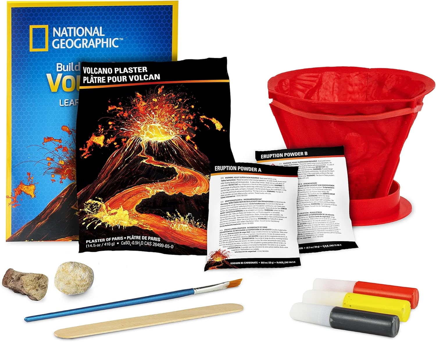 Playzokids National Geographic Build Your Own Volcano science kit with erupting volcano model and educational materials.