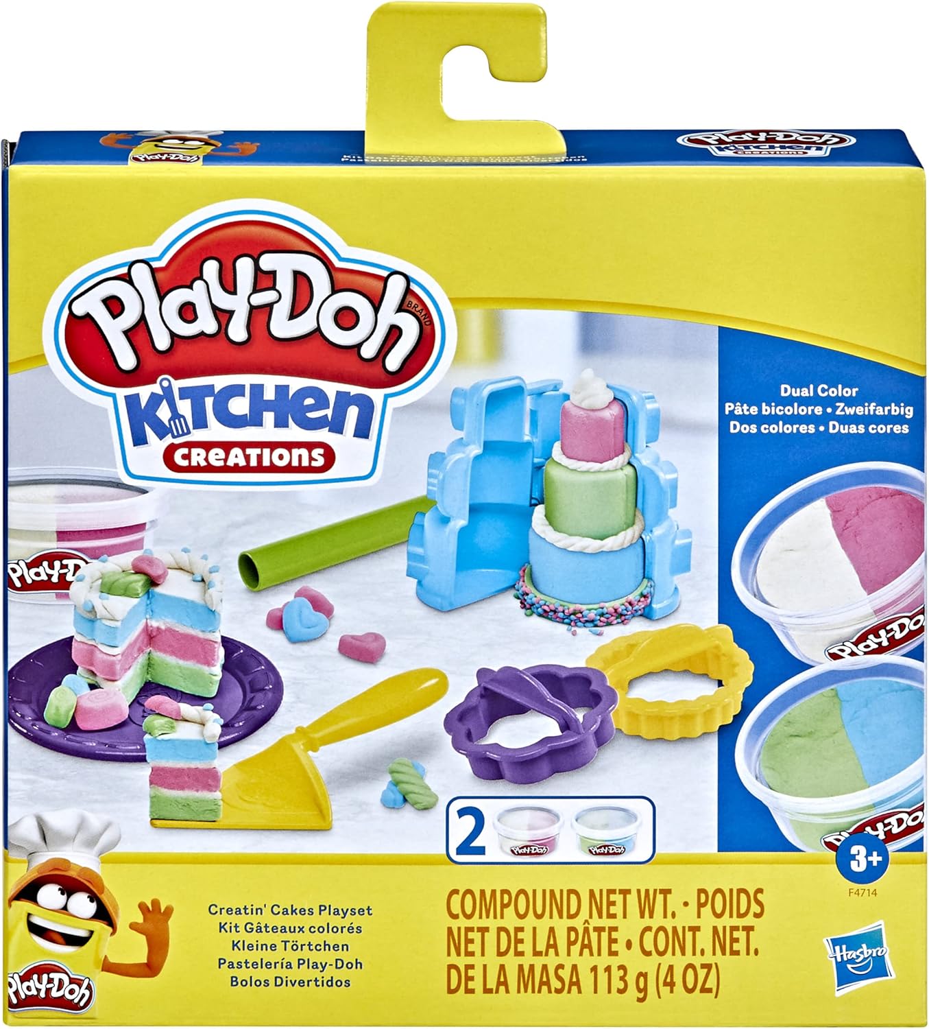 Hasbro Play-Doh Kitchen Creations small tart playset with two tins, colorful modeling dough and baking tools for kids.
