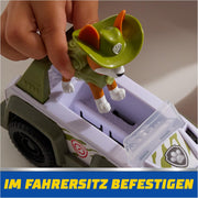 Spin Master PAW Patrol Jungle Jeep toy with Tracker figure, featuring vibrant jungle-themed vehicle and character for kids' play.