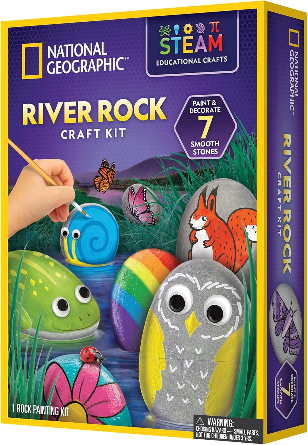 Small multicolored River Rock Craft Kit by Playzokids featuring various river rocks and craft supplies for creative projects.