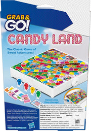 Hasbro Candy Land Grab and Go travel board game with colorful game pieces and game board for kids' fun on the go