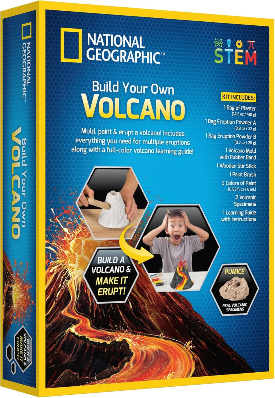 Playzokids National Geographic Build Your Own Volcano Science Kit with volcano model and educational experiment materials.