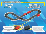 Carrera Sonic the Hedgehog race track set with colorful track pieces and Sonic-themed racing cars on a smooth track surface.