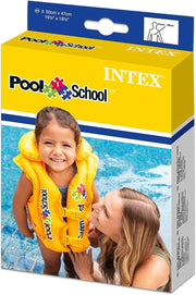 Yellow Intex Deluxe Pool Swim Vest for kids, featuring adjustable straps and safety floatation, by Playzokids.