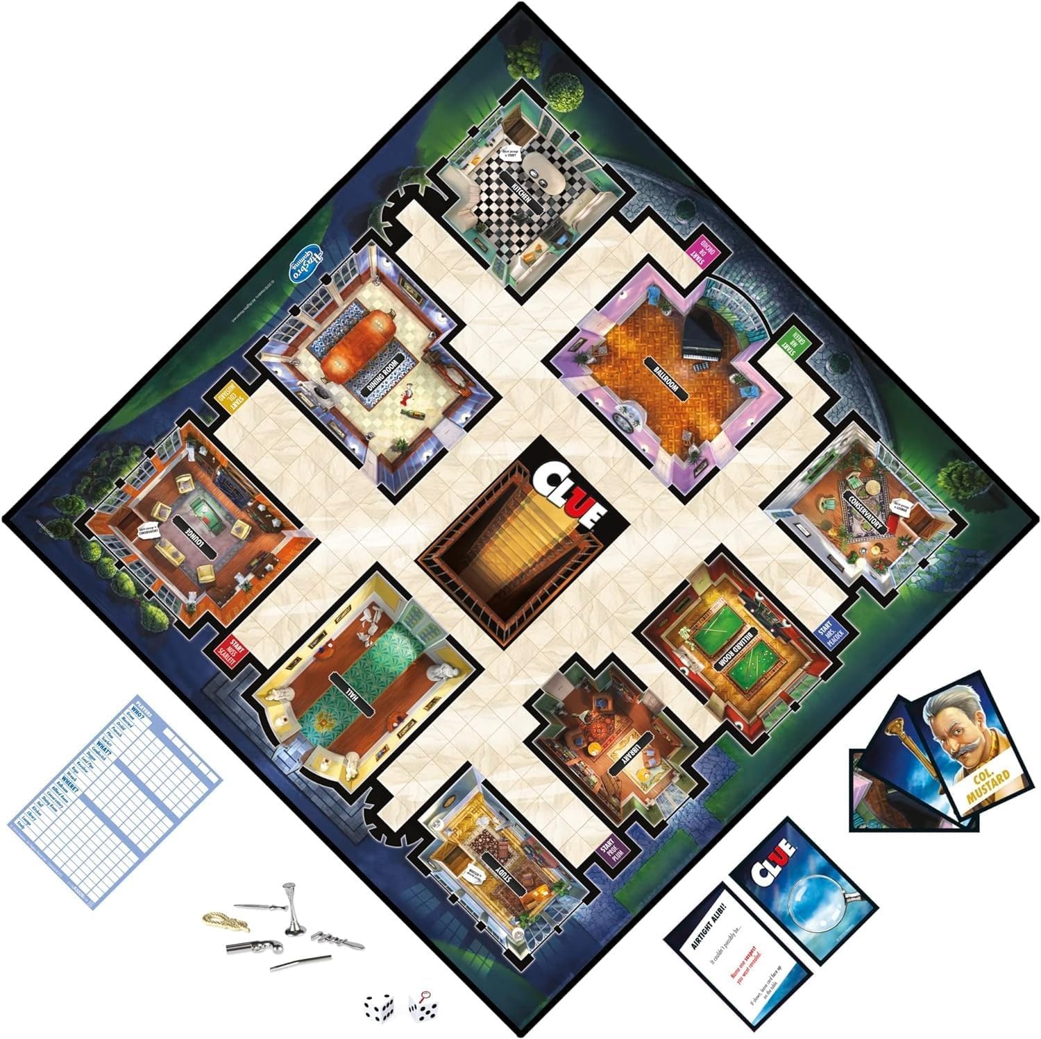 Playzokids Hasbro Clue game box showing colorful game pieces and classic mystery game design on the front.