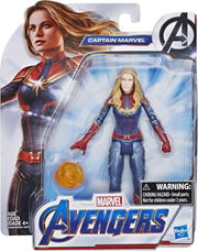 Hasbro Avengers Marvel Endgame Captain Marvel 6-inch action figure posed with detailed costume and accessories.