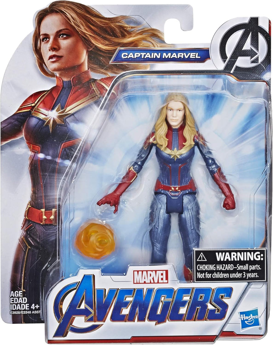 Marvel Avengers Endgame Captain Marvel 6-inch action figure by Hasbro, detailed toy with costume and pose.
