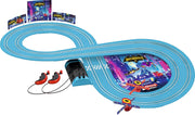 Carrera First DC Bat wheels race track set with colorful toy cars and track pieces for kids' racing play.