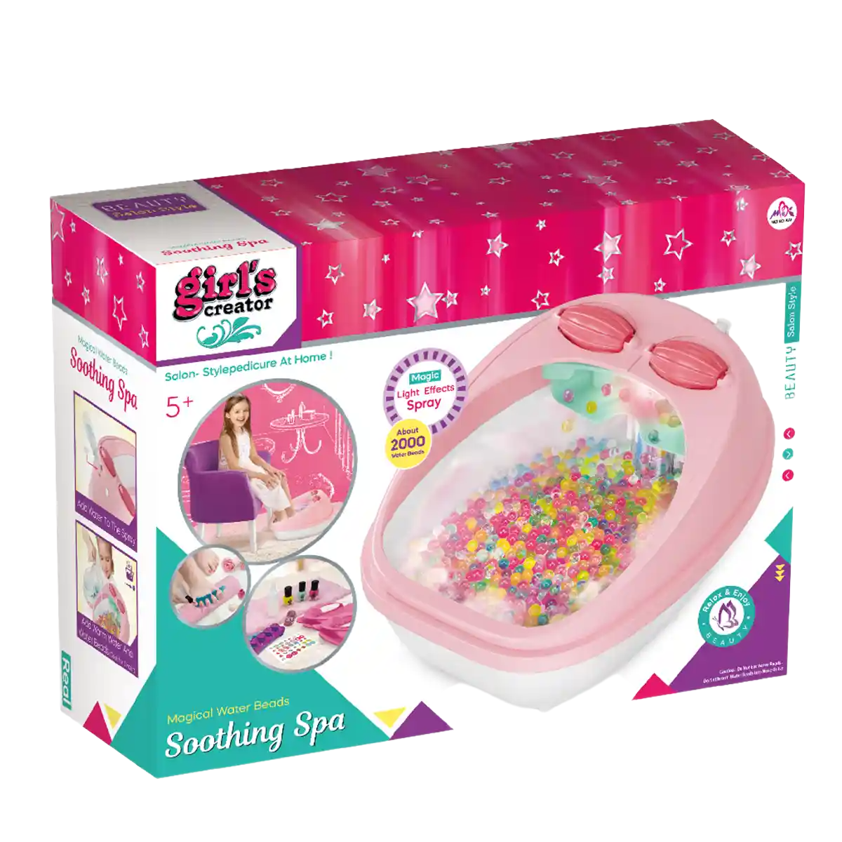Playzokids girls creator foot spa set with colorful toy foot bath and accessories for pretend play and spa fun.