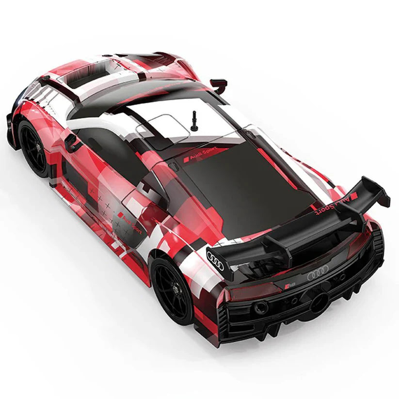 Carrera RC Audi RS LMS GT3 Evo toy car in red and black with detailed design, remote control, and racing decals.
