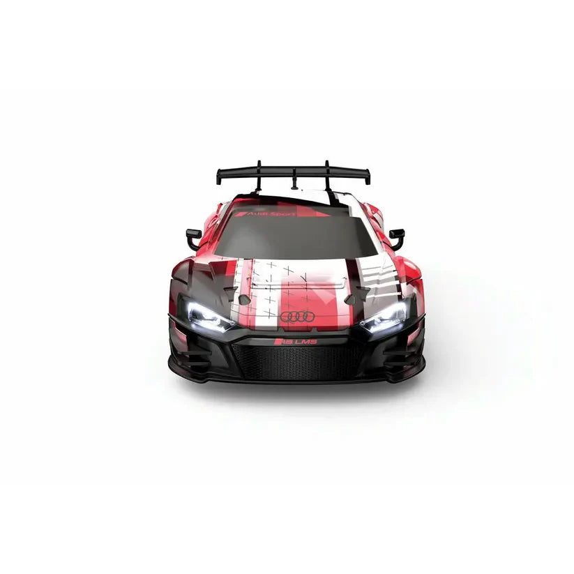 Carrera RC Audi RS LMS GT3 Evo toy car in red with detailed design, remote control, and scale model features.