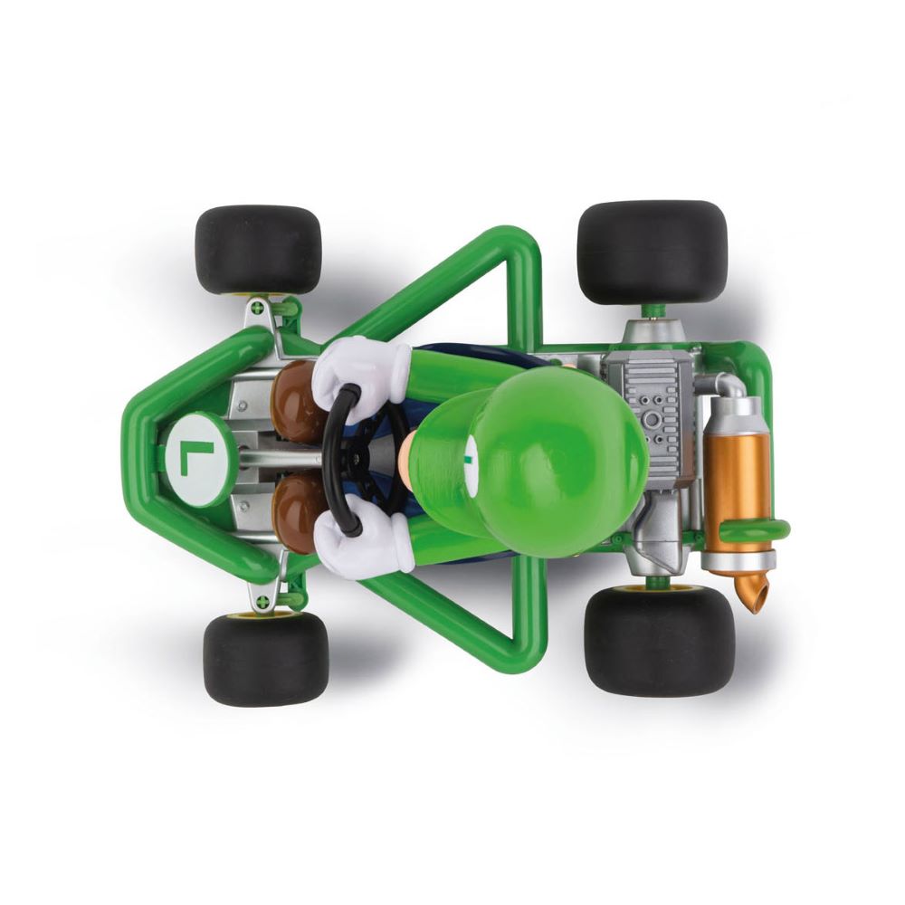 Carrera RC Mario Kart Pipe Kart Luigi toy car from the Mario Kart series, featuring Luigi driving a Pipe Kart in vibrant colors.