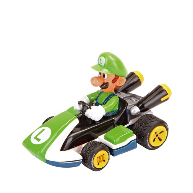 Carrera Super Mario Kart Luigi toy figure, detailed plastic Mario character from classic racing game series.