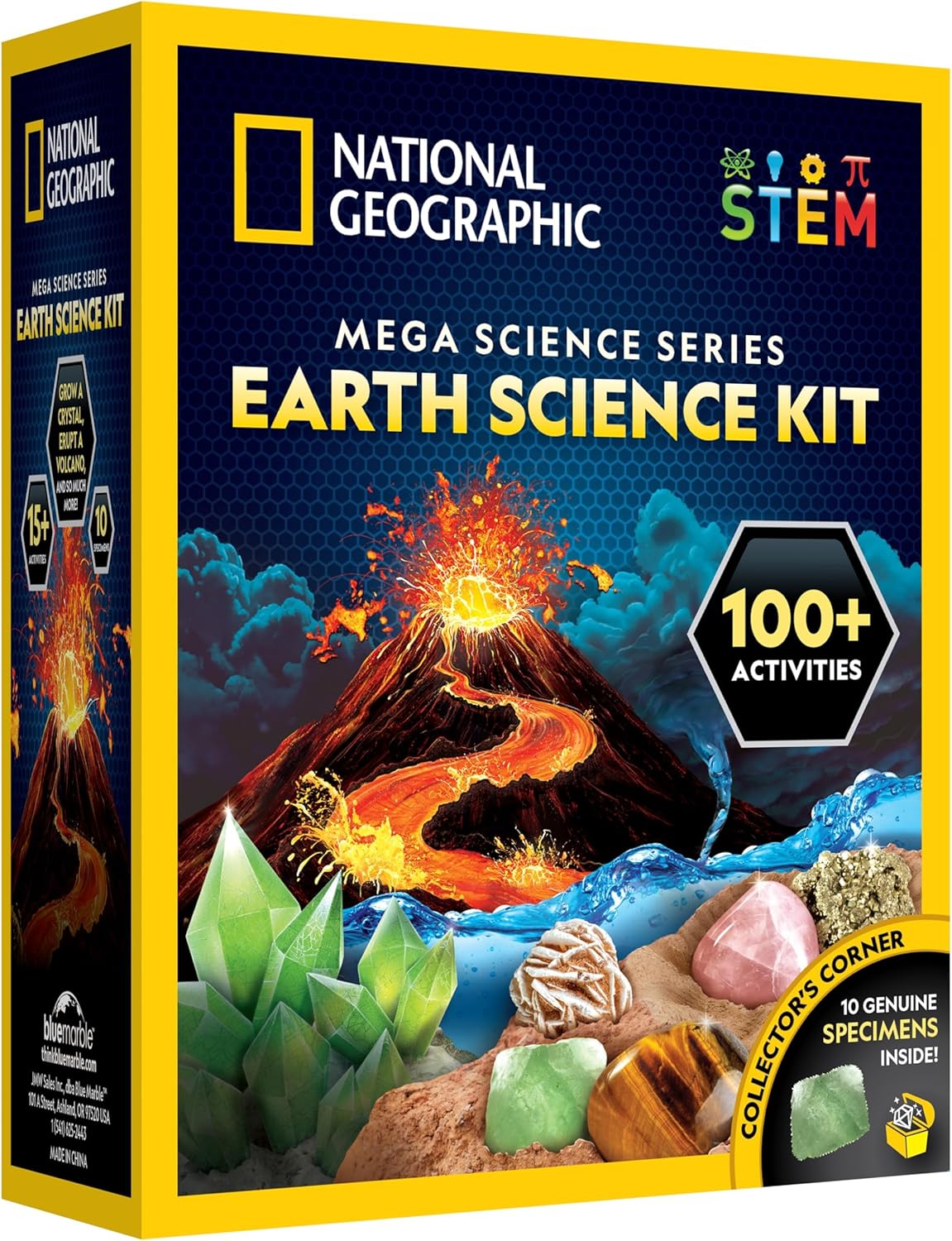 Blue marble Earth kit from Playzokids' Mega Science Series featuring a detailed model of the planet with labeled continents and oceans.