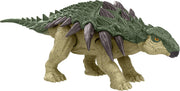 Jurassic World Rebirth Frenzy Pack Edmontonia dinosaur toy with detailed green and brown scales and ferocious expression.