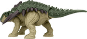 Jurassic World Rebirth Frenzy Pack Edmontonia dinosaur toy with detailed green and brown scales and ferocious expression.