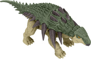 Jurassic World Rebirth Frenzy Pack Edmontonia dinosaur toy with detailed green and brown scales and ferocious expression.
