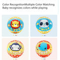 Colorful Fisher-Price baby play balls, 15cm diameter, soft plastic with bright patterns for infant sensory play.