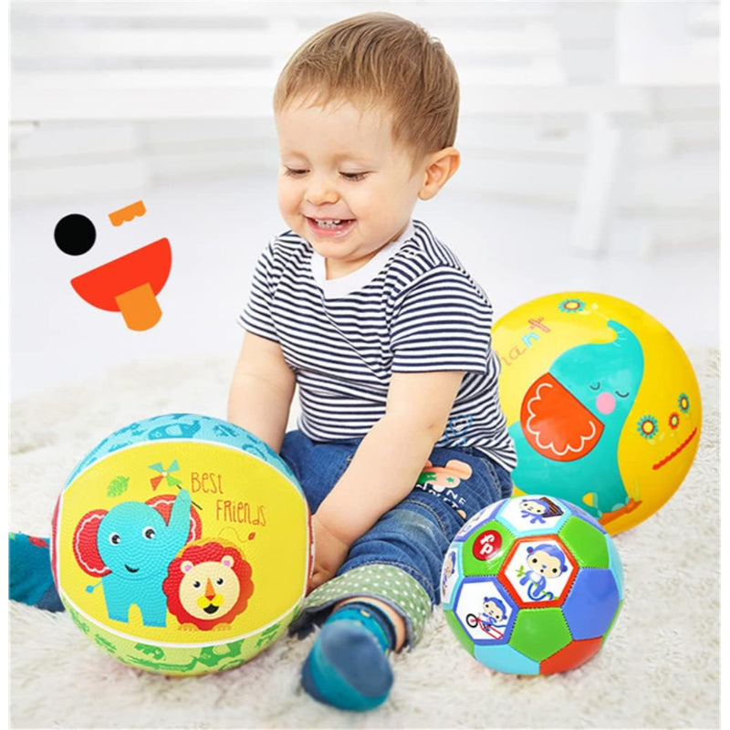 Fisher-Price baby play balls, 15cm colorful soft plastic balls for infants to roll and grasp during playtime