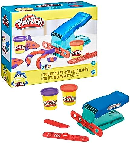Colorful Play Doh Mini Fun Factory Shapes Playset by Hasbro featuring various shaped molds and vibrant modeling clay for kids.