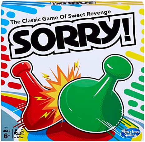 Hasbro Sorry! Rivals Edition board game laid out on a table with colorful game pieces and cards for gameplay.