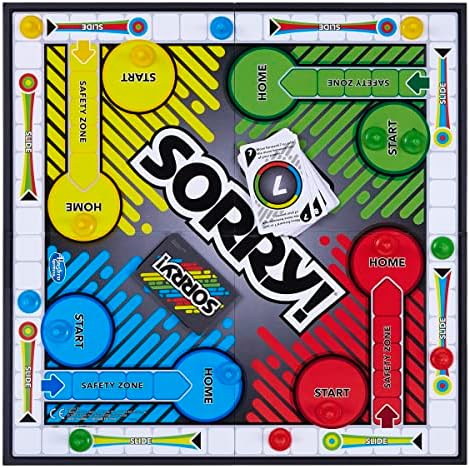 Hasbro Sorry! Rivals Edition board game with colorful game pieces and game board for fun family entertainment.