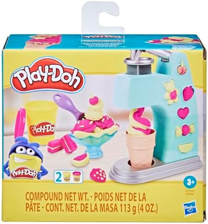 Play-Doh Mini Fun Factory ice cream playset with colorful molds and tools for creative shaping and pretend ice cream making.
