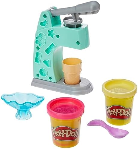 Play Doh Mini Fun Factory Ice Cream Playset by Hasbro with colorful clay and tools for creative ice cream making.
