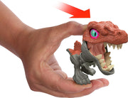 Jurassic World Mighty Biters Spinosaurus toy with detailed features and vibrant colors, suitable for children and collectors.