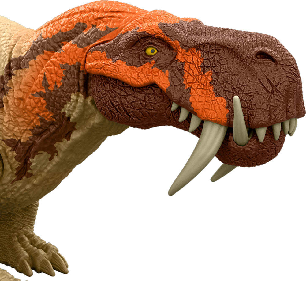 Jurassic World Rebirth Strike Attack dinosaur figure with detailed scales and fierce expression, showcasing realistic design and vibrant colors.