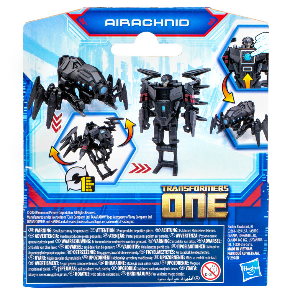 Hasbro Transformers One COG Changer Arachnid action figure with detailed spider-like design and vibrant colors.
