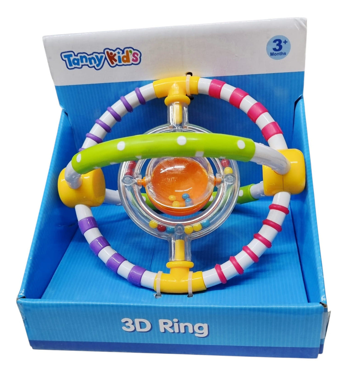 Colorful Tanny Kid's 3D Ring Ball with textured surface, designed for children's play and sensory fun.