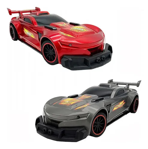 Colorful YF remote control toy car with lights, 27MHz 4-channel, suitable for kids, in motion on a smooth surface.