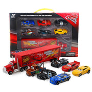 Seven-piece Disney Pixar Cars 3 toy set featuring colorful plastic race cars and characters from the animated film.