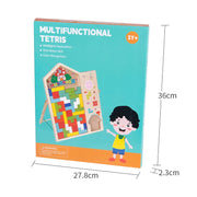 Colorful Tetris wooden puzzle toy by Generic, featuring interlocking square pieces for fun and educational play.