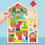 Colorful Tetris wooden puzzle toy by Generic, featuring interlocking square pieces for fun and educational play.