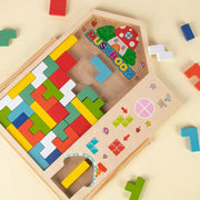 Colorful Tetris wooden puzzle toy by Generic, featuring interlocking square pieces for fun and educational play.