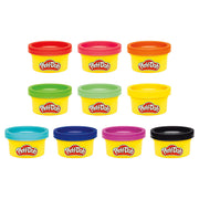 Set of ten Play-Doh mini cans in various colors from Hasbro, perfect for creative play and colorful modeling.