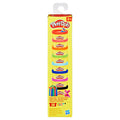 Set of ten Play-Doh mini cans in vibrant colors, toy modeling clay by Hasbro, shown in colorful packaging.